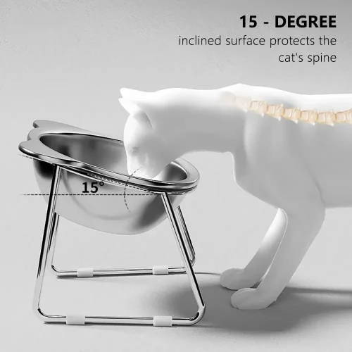 Raised Bowls Tilted Stainless Steel Elevated 15°