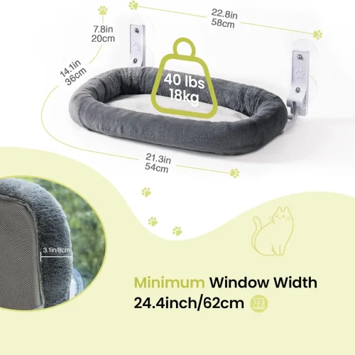 Foldable Cat Window Perch with 4 Strong Suction Cups
