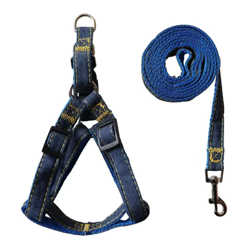 Denim Collar Harness Set